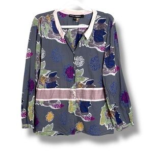 Little Journey’s Chicago Cotton Art to Wear Button Down Blouse Size Large